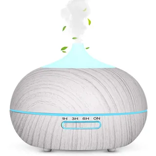 WD&CD Aroma Diffuser Luftbefeuchter 300ml Weiß, Ultraschall Vernebler Duftlampe Öle Diffusor mit 7 Farben LED Wasserlose Abschaltautomatik für Schlafzimmer, Büro, Yoga, Spa