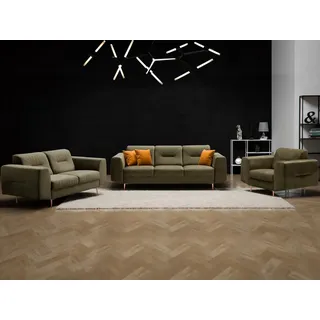 Beautysofa Polstergarnitur im modernen Stil auf hohen Metallbeinen VENEZIA, (Sessel + 2-Sitzer Sofa + 3-Sitzer Sofa im modernes Design), mit Metallbeine, Couchgarnituren aus Velours oder Chenille grün