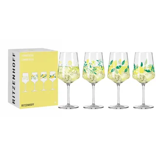 RITZENHOFF 6041004 Aperitifglas-Set 500 ml - Serie Sommertau - für Spritz oder Schorle - Motiv Zitrone - Made in Germany, Grün, Gelb, Lila