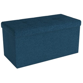 Intirilife Sitzhocker (Sitzwürfel mit Stauraum 76x38x38 cm in OZEAN BLAU - Fußablage), Faltbare Sitzbank - aus Stoff mit Mulden - Aufbewahrungsbox Truhe blau