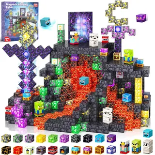 Chennyfun Magnetische Bausteine Blöcke 100 Stück, Magnetische Bauwelt Halloween Spielzeug Magnetblöcke, Kreative Kinderspiele Kinderspielzeug für Kinder ab 3 Jahren, Geschenk für Jungen und Mädchen