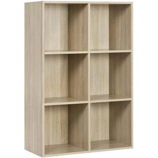 Woltu Bücherregal, 1-tlg., Bücherschrank Würfelregal 6 Fächer aus MDF 60x30x89 cm Eiche