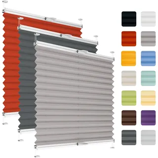 Plisart Plissee ohne Bohren zum Kleben auf Rahmen - Grau 60x110 cm | Thermo Plisseerollo, Rollo Jalousie auf den Fensterrahmen, Einfache Montage, Faltrollo Blickdicht für Fenster, Sichtschutz