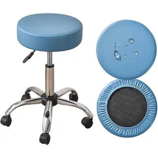 SDNAM 2/4/6 Stück Hockerbezug Rund wasserdichte 30/35cm PU Leder Barhocker Abdeckungen Für Barhocker Stuhlhussen Sitzkissen Bürostuhl Hocker Bezug Für Esszimmerstühle Runder Hocker(Blau,2er Set)