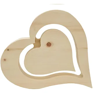 Erst-Holz Moderne Holzherzen Zirbe massiv unbehandelt Dekoherz Herz aus Holz Tischdeko V-40.10-044