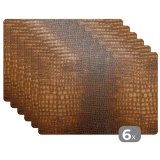 MuchoWow Platzset Leder - Textur - Tierhaut, (6-St), Platzsets, Tischset, Abwaschbar, Tischsets, Platzdeckchen bunt