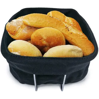 Nerthus FIH 550 Brotkorb Edelstahl mit Stoffbeutel zum Servieren von Brot und Gebäck