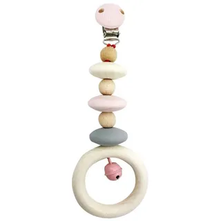 HESS SPIELZEUG Kinderwagenkette Babyspielzeug Wagenanhänger rosa natur BxLxH 70x35x200mm NEU rosa