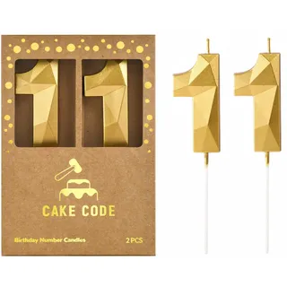 CAKE CODE 7,9 cm Kristall Gold 11 Zahl Geburtstag Kerzen Gold Zahl Kerzen Kuchen Zahlen Kerzen Party Feier