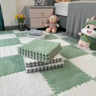 Weiche Plüsch-Kindermatte, Babyspielmatte, Babyspielzeug, Eva-Schaum, Puzzle-Teppich, Kinderzimmer-Spielmatte, 30 x 30 x 0,8 cm (10 Stück)