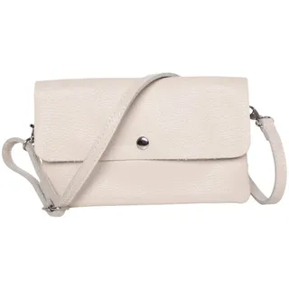 MIRROSI Clutch Damen, Crossbody Bag, Echtleder made in Italy ca.20x12x2cm (Leopard Leo Muster und Unifarbe), Umhängetasche, Schultertasche für jeden Anlass beige