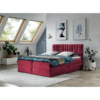 Bettgestell 180x220 IVANA 3 - rot + GRATIS Matratzenauflage - Rot