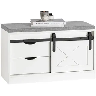 SoBuy Schuhbank 80 x 49 x 30 cm mit Schiebetüren / weiß