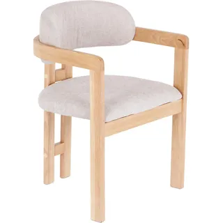 Livetastic Armlehnstuhl, Eiche, Hellbraun, Holz, Textil, Kautschukholz, massiv, eckig, 60x80x52 cm, Esszimmer, Stühle, Esszimmerstühle, Armlehnenstühle