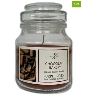 Purple River 2er-Set: Duftkerzen "Chocolate Bakery" in Braun - 2x 113 g