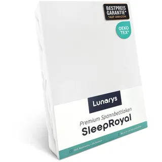 Lunarys Spannbettlaken SleepRoyal, Jersey-Elasthan, Gummizug: rundum, (1 Stück), 270x200 cm, 250 g/m2, für Boxspringbett & für Topper, 95% Baumwolle weiß 270 cm x 200 cm
