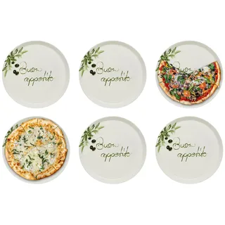 KHG 6er set Pizzateller, extra groß mit 30 cm Durchmesser in Buono appetito