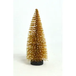 Mini-Tanne mit Schnee, Gold ca. 15 cm