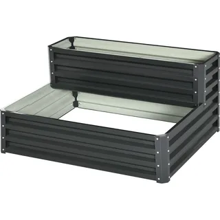 Outsunny Quadratisches Hochbeet 120 x 101 x 58 cm Dunkelgrau