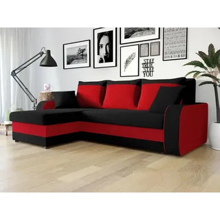 Mirjan24 Ecksofa 2-Sitzer Mikrofaser Rot/Schwarz