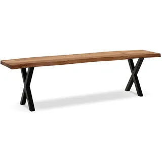 FineBuy Sitzbank Akazie Braun 140 x 40 x 45,5 cm