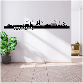 Wandtattoo Städte Skyline Deutschland 110cm Breite deine Stadt Wandaufkleber Panorama Wandsticker selbstklebend für Wohnzimmer Esszimmer Jugendzimmer YX038 (04 Bremen)