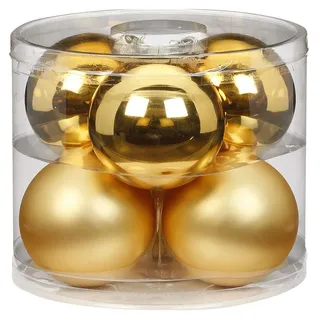 Weihnachtskugeln Glas 10cm 6 STK. Christbaumkugeln Christbaumschmuck Farbe: Inkagold Glanz/matt
