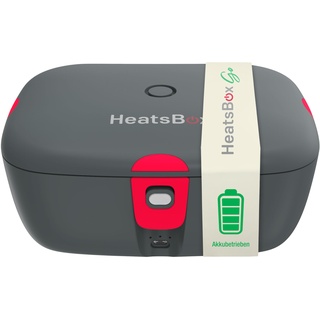 Faitron HeatsBox Go, Elektrische Lunchbox, mobile Warmhaltebox zum Erhitzen von Speisen, App steuerbar, integrierter Akku, auslaufsichere Edelstahl-Schale (925 ml), 100 Watt, grau