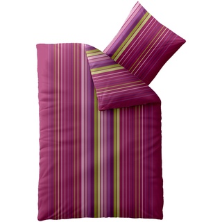 aqua-textil Concept Bettwäsche 2X 155 x 220 cm 4teilig Mikrofaser Bettbezug Janina Streifen Rosa Pink Grün