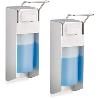 Relaxdays Desinfektionsspender 500 ml Silber/Weiß
