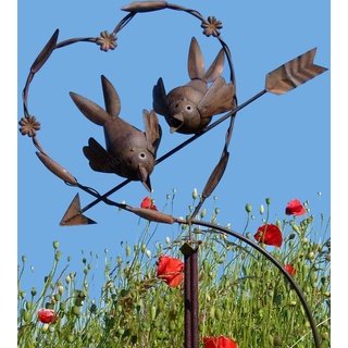 POMMERNTRAUM ®| Windspiel Gartenpendel Gartenstecker Vogelwippe Gartendekoration Garten Kunst verliebte Vögelchen Windspiel Vögel