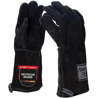 Grillhandschuhe Leder hitzebeständig Ofenhandschuhe Premium Anthrazit Paar