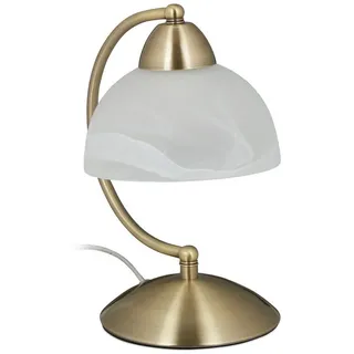 Relaxdays Tischlampe Touch Weißglas Gold