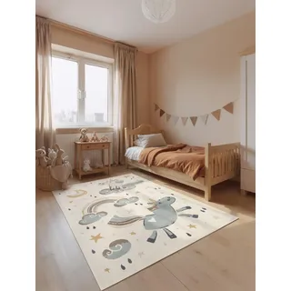 HANSE HOME Einhorn Kinderteppich 200 x 290 cm Beige/Creme Multifarben