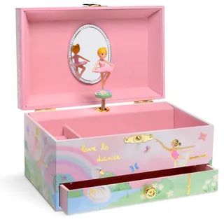 Jewelkeeper - Musikalische Schmuckkästchen Mädchen mit ausziehbarer Schublade, Regenbogen Ballerina Design - Spieluhr mit Das Swan Lake Song, Ideal ballerina geschenke für mädchen