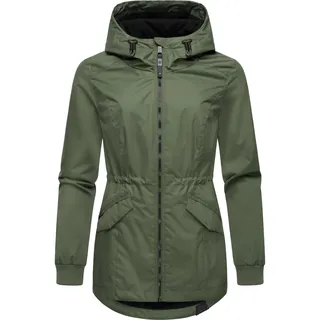 Ragwear leichte Damen Übergangsjacke kurze wasserdichte Outdoorjacke mit Taillenzugband und Kapuze Dowey A YOUMODO Dark Olive Gr. S - S