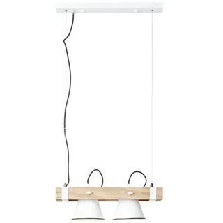Brilliant Pendelleuchte Plow weiß holz hell Landhaus stil E27 max. 2x10W
