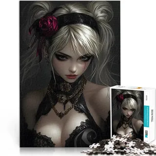 Puzzle für Erwachsene mit 1000 Teilen für Lernspiel-Herausforderungsspielzeug Anime Gothic Frau Einzigartige Geburtstags- und Geschenkideen75x50cm