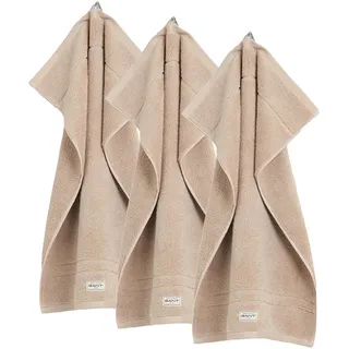 GANT Gästetuch, 3er Pack - Premium Handtuch, Frottee, Baumwolle Sand / 30x50cm
