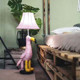 LED Tischleuchte HAPPY LAMPS FOR SMILING EYES "Mingo der Flamingo" Lampen Gr. Höhe: 78 cm, bunt (rosa und gelb) Tischlampen Hochwertig, Einzigartig, Zertifiziert, Nachhaltig