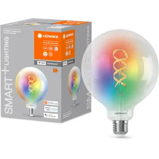 LEDVANCE SMART+ WIFI LED-Lampe, Weißglas, 4,8W, 470lm, Kugel-Form mit 125mm Durchmesser & E27-Sockel, regulierbares Farb- & Weißlicht, dimmbar, steuerbar per App oder Sprachsteuerung, gute Lebensdauer