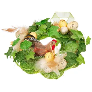 HEITMANN DECO - Sisal-Kranz mit Federhuhn und Eiern - Wandkranz - schöne und natürliche Deko für Ostern und Frühling