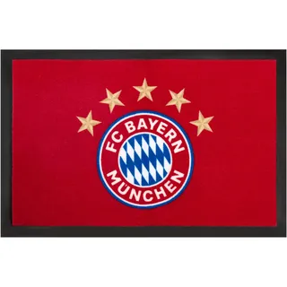 FC Bayern München Fußmatte mit Logo (Rot) I Schmutzfangmatte für innen & überdachten Außenbereich I rutschfest aus Polyamid/Gummi I 60 x 40 cm I Offiziell lizenziert