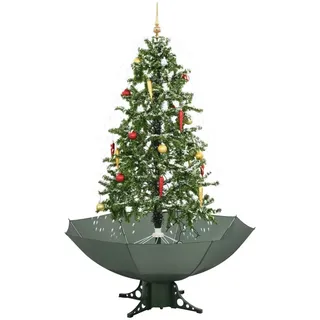 KOIECETA Schneiender Weihnachtsbaum mit Schirmfuß Schneefall Kugeln LED-Lampen Tannenbaum Christbaum Kunstbaum Dekobaum Schnee Grün 170cm