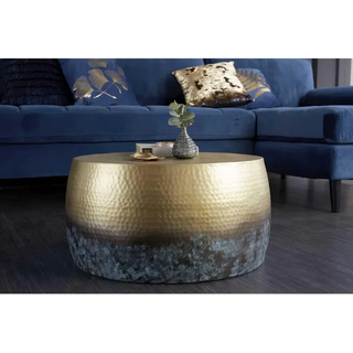 riess-ambiente Couchtisch, Blau, Gold, Metall, Rund, 60x31x60 cm, Wohnzimmer, Wohnzimmertische, Couchtische