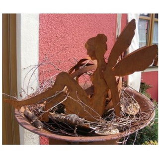 Rostikal Gartenfigur Metall Elfen Figur für Feengarten, (1 St), Echter Rost braun