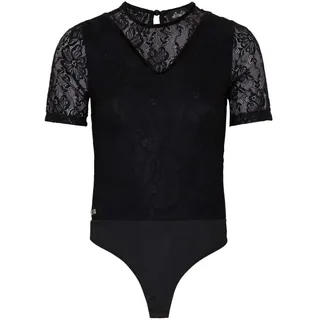Hangowear Spitzenbody Hallveig 1202 71223 Schwarz Kurzarm Größe XS