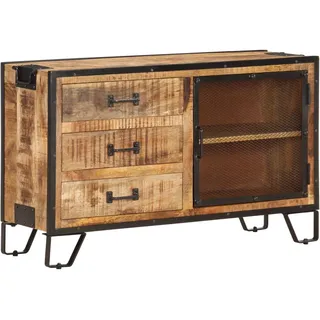 vidaXL Raues Mangoholz Massiv Sideboard mit 3 Schubladen 1 Tür Kommode Anrichte Schrank Mehrzweckschrank Beistellschrank Standschrank 100x31x60cm