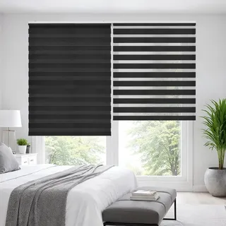 Doppelrollo mit Bohren Thermorollo für Fenster Duo Rollo 80x180 cm Grau