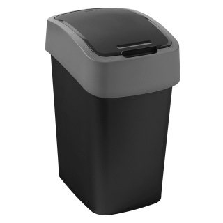 CURVER Mülleimer Flip Bin, 10 Liter , Abfalleimer für den Haushalt, Farbe: schwarz / soft grey